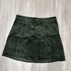 Newbury Kustom Dark Green Corduroy Mini Skirt
